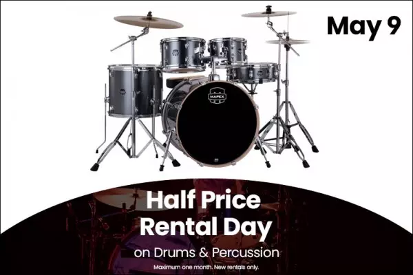 Half Price Rental Day on Drums & Percussion